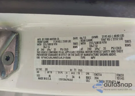 2014 Ford Escape Titanium from USA, damaged, VIN 1FMCU9J96EUA31588